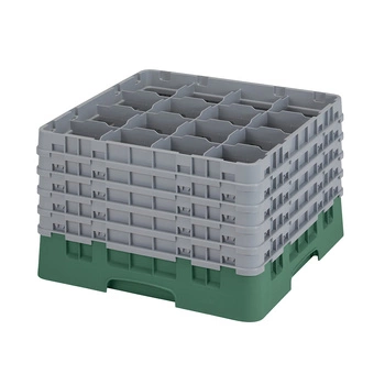 Kosz do szkła 16 przegródek - 50x50 cm, zielony | CAMBRO 16S1058/119