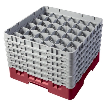 Kosz do szkła 36 przegródek - 50x50 cm, żurawinowy | CAMBRO 36S1114/416