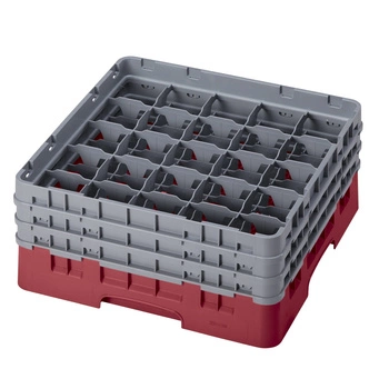 Kosz do szkła 25 przegródek - 50x50 cm, żurawinowy | CAMBRO 25S638/416