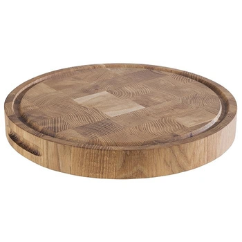 Deska do serwowania OKLA, okrągła, z drewna dębowego, brązowa, 33x4.5 cm  | APS 805