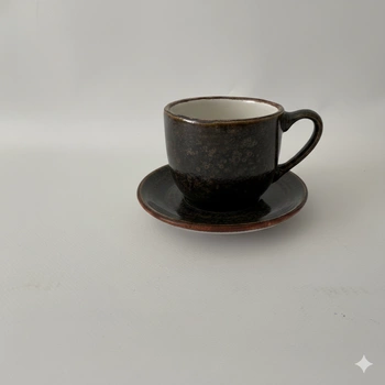 Filiżanka Bel 280 ml ze spodkiem 15 cm Still Cristall hematyt | KERA CERAMIKA 2.3.4.HEMATYT