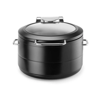 Podgrzewacz indukcyjny okrągły ze szklaną pokrywą De Luxe Black, 9 l | FINE DINE 473597