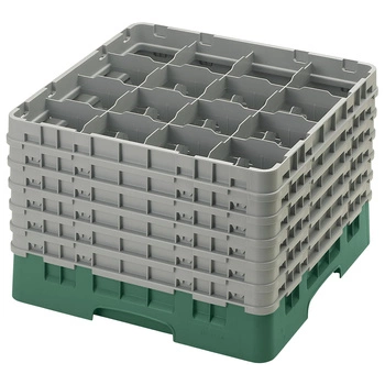 Kosz do szkła 16 przegródek - 50x50 cm, zielony | CAMBRO 16S1214/119