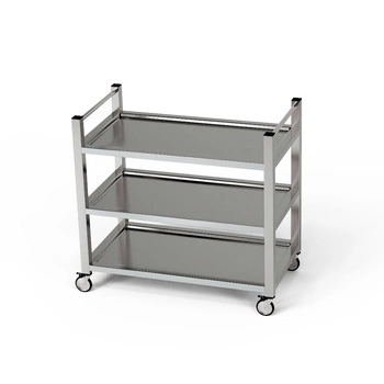 Wózek kelnerski nierdzewny 3-półkowy uchwyt pionowy 120x40x85 cm | FORGAST