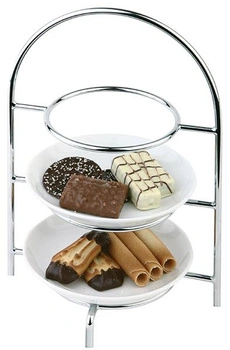 Stojak do serwowania na 3 talerze, stal nierdzewna, 18.5x15.5x26 cm | APS 33215