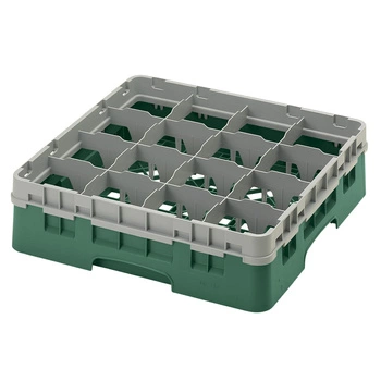 Kosz do szkła 16 przegródek - 50x50cm, zielony | CAMBRO 16S418/119