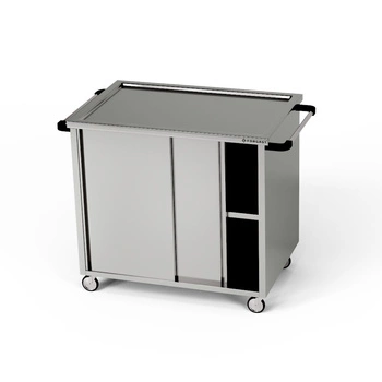 Wózek kelnerski 3-półkowy drzwi suwane 90x70x85 cm | FORGAST