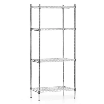 Regał magazynowy ze stali chromowanej, 4 półki, 61x45,5x180 cm składany | FORGAST FG15131