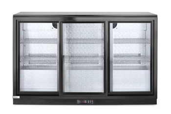 Lodówka barowa 3-drzwiowa na napoje 338 l, aluminium, czarna, 2-10°C | ARKTIC 235836