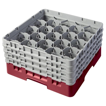 Kosz do szkła 20 przegródek - 50x50 cm, żurawinowy | CAMBRO 20S800/416