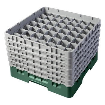 Kosz do szkła 49 przegródek - 50x50 cm, zielony | CAMBRO 49S1114/119