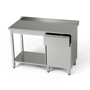 Stół roboczy nierdzewny z szafką, szufladą i półką 200x60x85 cm | FORGAST