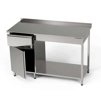 Stół roboczy nierdzewny z szafką, szufladą i półką 120x70x85 cm | FORGAST