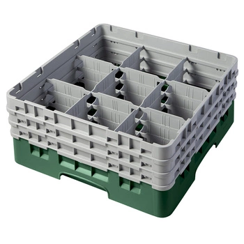 Kosz do szkła 9 przegródek - 50x50cm, zielony | CAMBRO 9S638/119