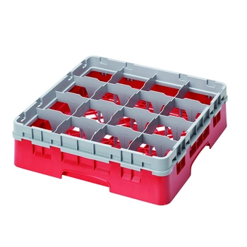 Kosz do szkła 16 przegródek - 50x50cm, czerwony | CAMBRO 16S418/163