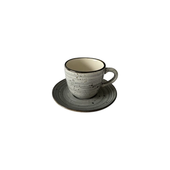 Filiżanka 200 ml ze spodkiem 15 cm Still Rustic szary | KERA CERAMIKA 2.3.1.RUSTIC SZARY