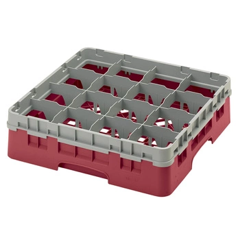 Kosz do szkła 16 przegródek - 50x50cm, żurawinowy | CAMBRO 16S418/416