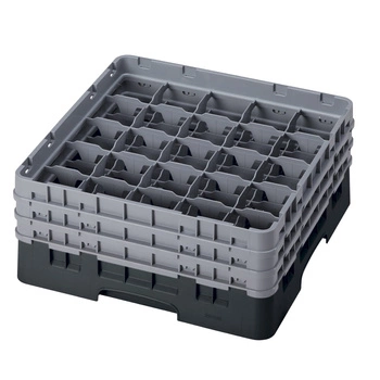 Kosz do szkła 25 przegródek - 50x50 cm, czarny | CAMBRO 25S638/110