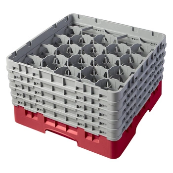 Kosz do szkła 20 przegródek - 50x50cm, czerwony | CAMBRO 20S1058/163