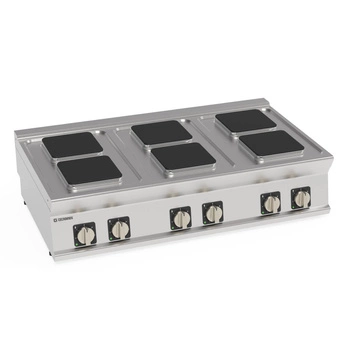 Kuchnia gastronomiczna elektryczna nastawna 6 pól kwadratowych 22x22 cm | TECNOINOX 716007