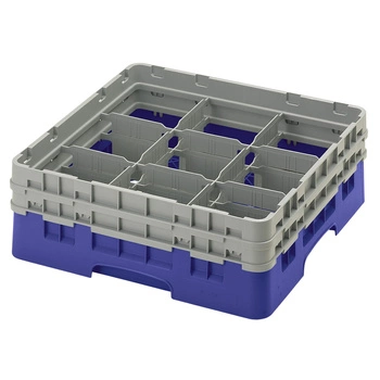 Kosz do szkła 9 przegródek - 50x50cm, niebieski | CAMBRO 9S434/186