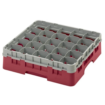 Kosz do szkła 25 przegródek - 50x50cm, żurawinowy | CAMBRO 25S418/416