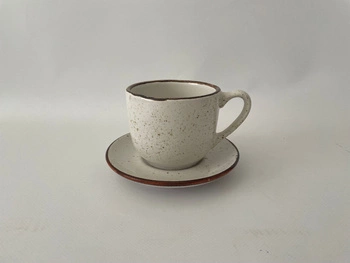 Filiżanka 280 ml ze spodkiem 15 cm Still Rustic krem | KERA CERAMIKA 2.3.4.RUSTIC KREM