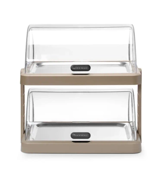 Podwójna witrynka chłodząca roll-top Duo UNIQ designed by Robert Bronwasser, beżowa, 48x35.5x48 cm | HENDI 871959