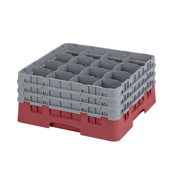 Kosz do szkła 16 przegródek - 50x50 cm, żurawinowy | CAMBRO 16S738/416