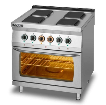Kuchnia gastronomiczna elektryczna 4-płytowa z piekarnikiem elektrycznym, GN 2/1, 14,05 kW | LOZAMET L700.KE4 PE