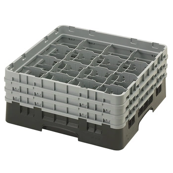 Kosz do szkła 16 przegródek - 50x50 cm, czarny | CAMBRO 16S638/110