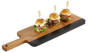 Deska do serwowania ROCKWOOD, z pasem z łupku, brązowa, 40.5x13x1.5 cm | APS 867