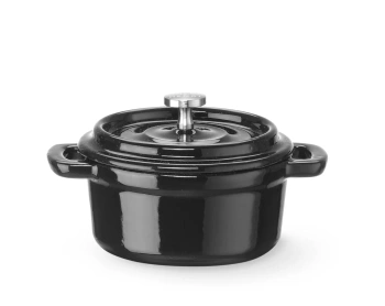 Garnek żeliwny emaliowany, 0,27L, czarny, 13x10x(H)4.8 cm | HENDI 626894
