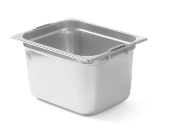 Pojemnik GN 1/2, stalowy z chowanymi uchwytami, gł. 10 cm | HENDI 803257