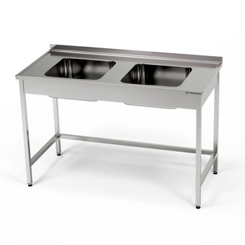 Stół nierdzewny ze zlewem 2-komorowym 120x70x85 cm | FORGAST