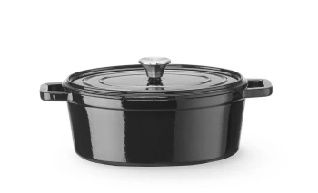 Garnek żeliwny emaliowany, 4,4 L czarny, 36.5x29x(H)11.5 cm, owalny | HENDI 626887