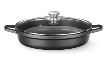 Garnek z powłoką nieprzywierającą, 4,3L, czarny, 42.5x33.2x(H)7 cm | HENDI 611012