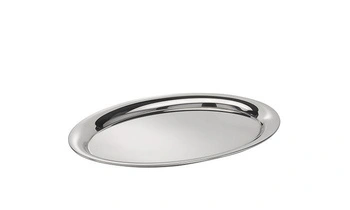 Taca KAFFEEHAUS owalna, polerowana, matowa, ze stali nierdzewnej, 26.5x19.5x0.5 cm | APS 30116