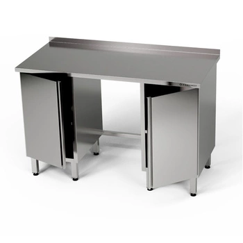 Stół roboczy nierdzewny z dwiema szafkami 200x70x85 cm | FORGAST