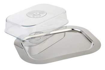 Taca FINESSE ze stali nierdzewnej z pokrywą polistyrenową, 42x31x8.5 cm | APS 13122