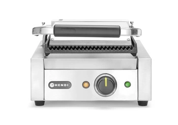 Grill kontaktowy pojedynczy, ryflowane płyty 22x23 cm, 1.8 kW | HENDI 263501