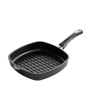 Patelnia grillowa do indukcji BBQ aluminiowa z powłoką nieprzywierającą, kwadratowa 28x28 cm | AMT I-E285 BBQ