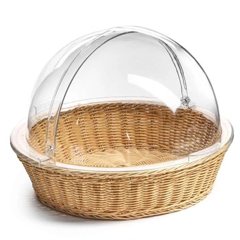 Kosz na pieczywo z pokrywą roll-top, okrągły, 39.5 cm, z polipropylenu i poliwęglanu | FORGAST FG03239