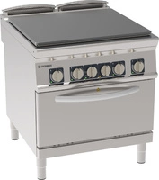 Kuchnia gastronomiczna elektryczna z piekarnikiem elektrycznym konwekcyjnym, płyta solid top, 80 cm, 14 + 5 kW | TECNOINOX 316125