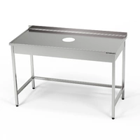 Stół nierdzewny z otworem na odpadki 170x70x85 cm | FORGAST