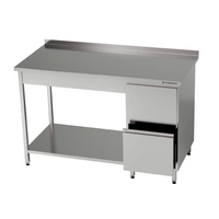 Stół roboczy nierdzewny z blokiem szuflad i półką dolną 150x60x85 cm | FORGAST