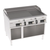 Płyta grillowa elektryczna, sterowana elektronicznie, 2/3 gładka, 1/3 ryflowana, na podstawie otwartej, 120 cm, T-90 | TECNOINOX 316289