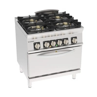 Kuchnia gastronomiczna gazowa 4-palnikowa z piekarnikiem statycznym elektrycznym GN 2/1, 25 + 5.3 kW | TECNOINOX 713208