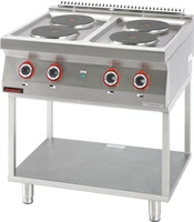 Kuchnia gastronomiczna elektryczna 4-płytowa z podstawą szkieletową | KROMET 700.KE-4.T