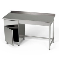 Stół roboczy nierdzewny z szafką i szufladą 140x60x85 cm | FORGAST